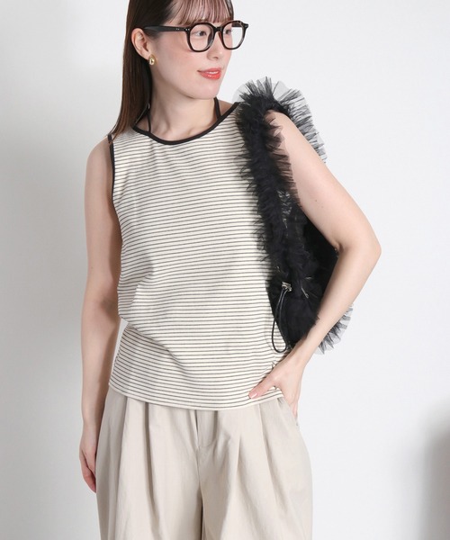 cepo(セポ)の「〈前後2way〉ホルターネックタンクトップ(タンクトップ・レディース・チャコール/ホワイト系その他/ブラック/オフホワイト・M)」の19枚目の写真