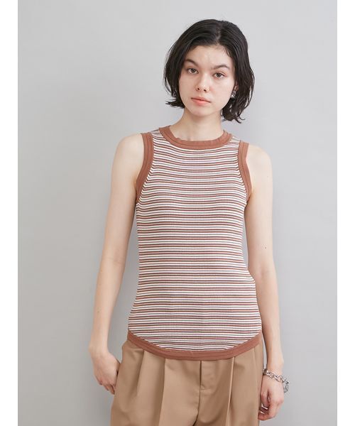 Mila Owen（ミラオーウェン）の「ＵＶケアアメスリボーダータンク（タンクトップ・レディース・ブラック/キャメル/レッド・0/1）」の6枚目の写真