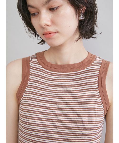 Mila Owen（ミラオーウェン）の「ＵＶケアアメスリボーダータンク（タンクトップ・レディース・ブラック/キャメル/レッド・0/1）」の9枚目の写真