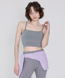 女性 ヨガウェア DEVI-TS0032-グレー ピラティス フェノミ クロップトップ