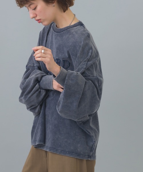 enhaut(アンオート)の「パウダー加工 天竺編み 袖ボリューム HART FORD 刺繍 Tシャツ ロンT(Tシャツ/カットソー・レディース・アイボリー/ライトベージュ/チャコールグレー/ネイビー・FREE)」の11枚目の写真