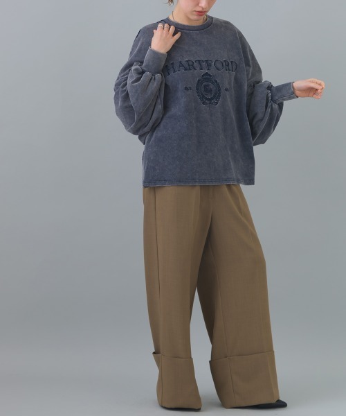 enhaut(アンオート)の「パウダー加工 天竺編み 袖ボリューム HART FORD 刺繍 Tシャツ ロンT(Tシャツ/カットソー・レディース・アイボリー/ライトベージュ/チャコールグレー/ネイビー・FREE)」の12枚目の写真