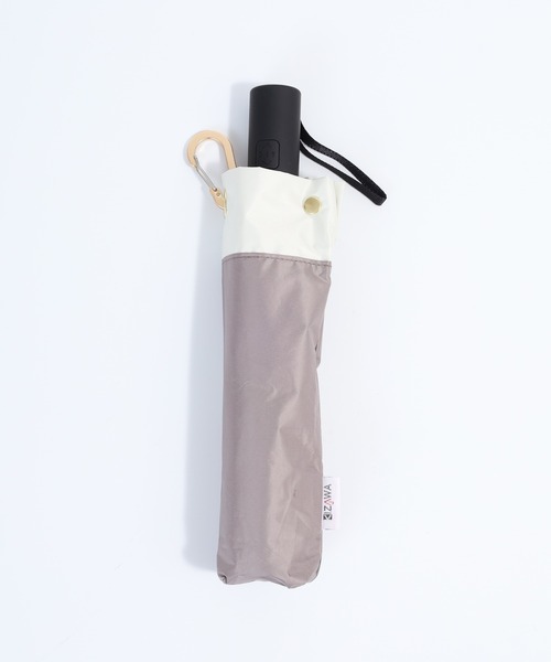 KIZAWA（キザワ）の「KIZAWA ミニ自動開閉日傘　５０ｃｍ６本骨　バイカラー（折りたたみ傘・メンズ・グレイッシュベージュ/オフホワイト/モカ/ピンク・50cm）」の15枚目の写真