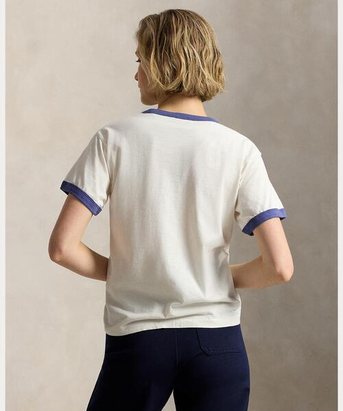 POLO RALPH LAUREN（ポロ ラルフ ローレン）の「ロゴ コットン ジャージー リンガー Tシャツ（Tシャツ/カットソー・レディース・ホワイト・S/M/L/XL）」の6枚目の写真