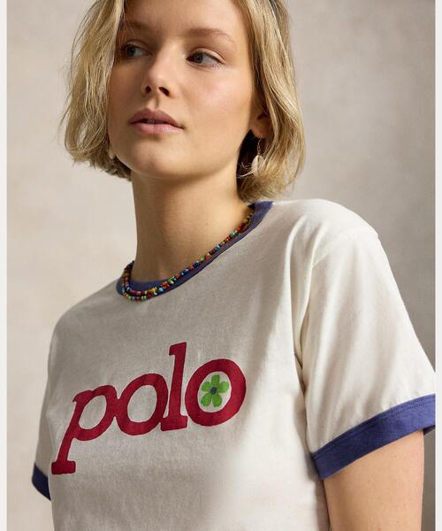 POLO RALPH LAUREN（ポロ ラルフ ローレン）の「ロゴ コットン ジャージー リンガー Tシャツ（Tシャツ/カットソー・レディース・ホワイト・S/M/L/XL）」の7枚目の写真