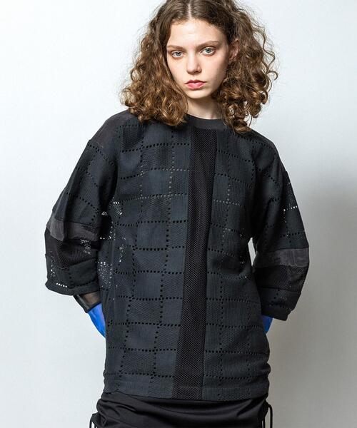 ROYAL FLASH(ロイヤルフラッシュ)の「AULA AILA/アウラアイラ/SQUARE LACE PULLOVER(Tシャツ/カットソー・レディース・ホワイト/ブラック・0)」の1枚目の写真