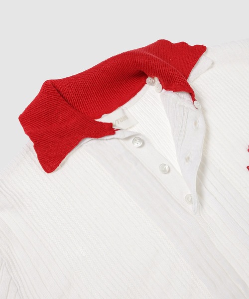 SHUSHU/TONG(シュシュトン)の「Contrast Collar Knit Pullover(ニット/セーター・レディース・ホワイト・8)」の4枚目の写真