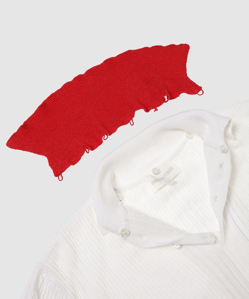 SHUSHU/TONG(シュシュトン)の「Contrast Collar Knit Pullover(ニット/セーター・レディース・ホワイト・8)」の5枚目の写真