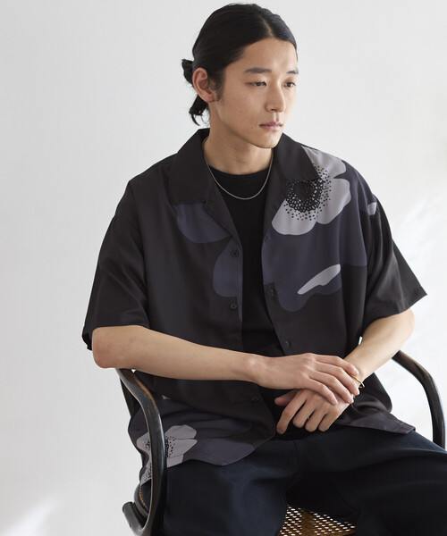 Firsthand(ファーストハンド)の「Firsthand/ファーストハンド オープンカラー ビッグパターン ショートスリーブシャツ / ビッグシルエット(シャツ/ブラウス・メンズ・ブラック系その他/ブラック/チャコールグレー/グレー/ライトグレー/グレー系その他・LARGE/MEDIUM)」の9枚目の写真