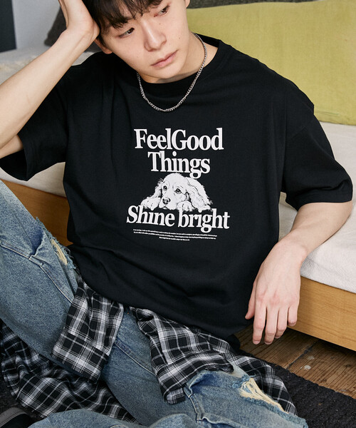 PUBLUX（パブリュクス）の「PUBLUX/パブリュクス ＜機能性素材＞Shime bright ドッグ プリントTシャツ　限定展開（Tシャツ/カットソー・レディース・ホワイト/ブラウン/ブラック/ネイビー・SMALL/LARGE/MEDIUM）」の3枚目の写真