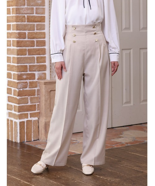 fifth(フィフス)の「【cho____07セレクト】 ハイウエストマリンワイドパンツ(その他パンツ・レディース・ライトベージュ/ネイビー・XS/M)」の2枚目の写真