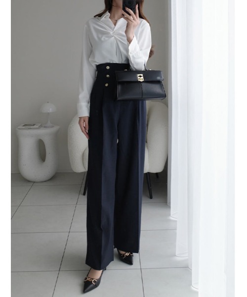 fifth(フィフス)の「【cho____07セレクト】 ハイウエストマリンワイドパンツ(その他パンツ・レディース・ライトベージュ/ネイビー・XS/M)」の9枚目の写真