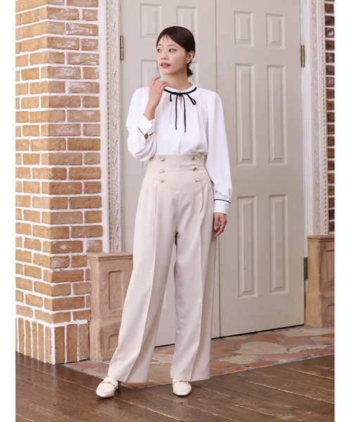 fifth(フィフス)の「【cho____07セレクト】 ハイウエストマリンワイドパンツ(その他パンツ・レディース・ライトベージュ/ネイビー・XS/M)」の5枚目の写真