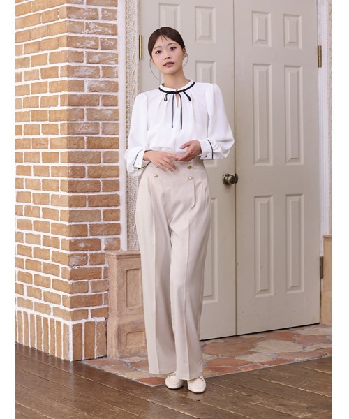 fifth(フィフス)の「【cho____07セレクト】 ハイウエストマリンワイドパンツ(その他パンツ・レディース・ライトベージュ/ネイビー・XS/M)」の4枚目の写真