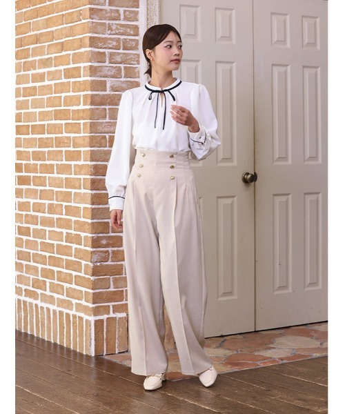 fifth(フィフス)の「【cho____07セレクト】 ハイウエストマリンワイドパンツ(その他パンツ・レディース・ライトベージュ/ネイビー・XS/M)」の3枚目の写真