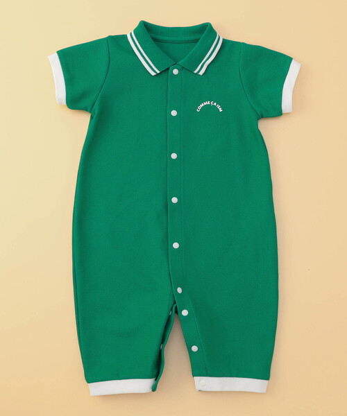COMME CA ISM(コムサイズム)の「鹿の子ポロ襟 おしりパッチ ツーウェイオール(ロンパース・キッズ・サックスブルー/グリーン/レッド/ホワイト/ネイビー・60-80cm)」の2枚目の写真