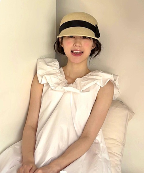 Lace Ladies(レースレディース)の「ストロー調 配色 リボン ブレード キャスケット(キャスケット・レディース・ベージュ/モカ・FREE)」の12枚目の写真