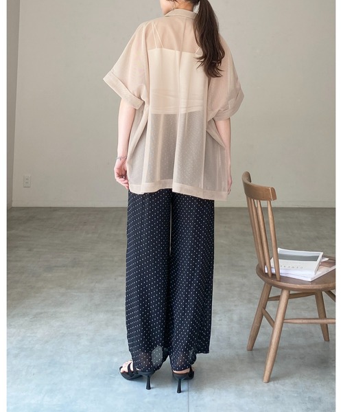 She's Closet(シーズクローゼット)の「半袖 オーバーサイズ ダブル シアー メッシュ テーラードジャケット(テーラードジャケット・レディース・オフホワイト/ベージュ/ブラック/ネイビー/モカ・FREE)」の21枚目の写真