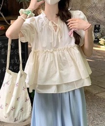 YUGA パフスリーブ フリルトップス