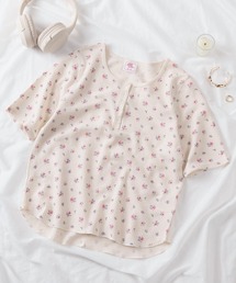 【87】【JEMORGAN/ジェーイーモーガン】花柄 ワッフルヘンリーネックTシャツ/レディース/26SUMMER NEW