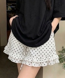 ドット柄フリルショートパンツ