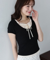《新色追加》ギャザーリボンレイヤードTシャツ