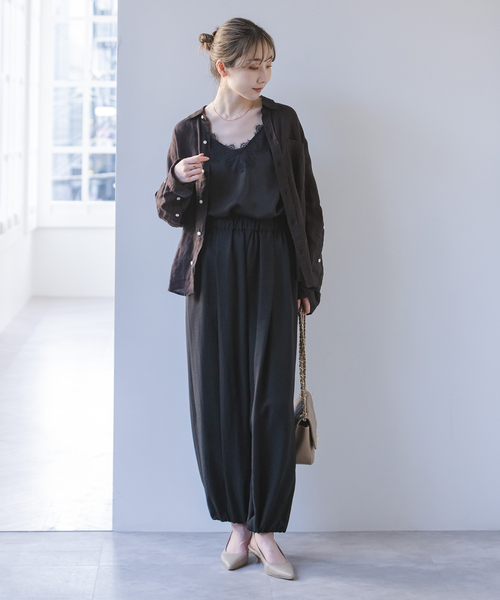 Noble（ノーブル）の「エアリーギャザーバレルパンツ（その他パンツ・レディース・ホワイト/ブラック・FREE）」の7枚目の写真