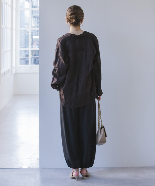 Noble（ノーブル）の「エアリーギャザーバレルパンツ（その他パンツ・レディース・ホワイト/ブラック・FREE）」の9枚目の写真