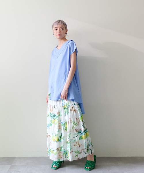 DOLLUPOOPS(ドールアップウップス)の「Asymmetric Sleeveless Blouse(アシンメトリーノースリーブブラウス)(シャツ/ブラウス・レディース・ブラウン/オフホワイト/ブルー/ブラック・FREE)」の5枚目の写真
