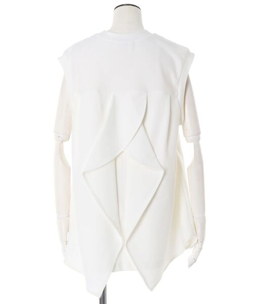 UN3D.(アンスリード)の「WAVE RUFFLE JERSEY TOP / ウェーブラッフルジャージートップ(Tシャツ/カットソー・レディース・ホワイト/カーキ/ブラック・38/36)」の6枚目の写真