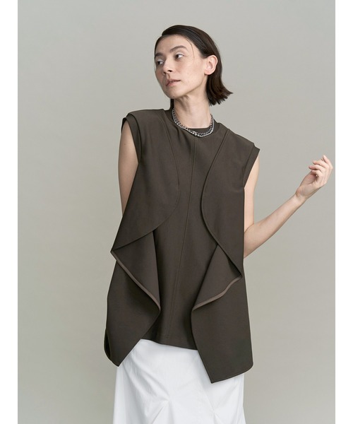 UN3D.(アンスリード)の「WAVE RUFFLE JERSEY TOP / ウェーブラッフルジャージートップ(Tシャツ/カットソー・レディース・ホワイト/カーキ/ブラック・38/36)」の20枚目の写真