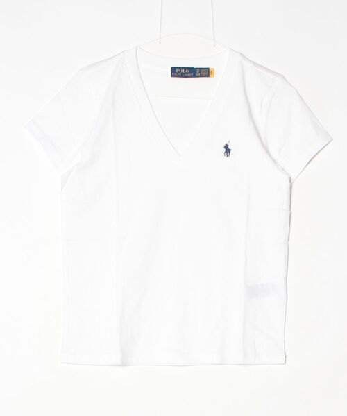 POLO RALPH LAUREN(ポロ ラルフ ローレン)の「コットン ジャージー Vネック Tシャツ(Tシャツ/カットソー・レディース・ホワイト・L/M/S/XL/XS)」の3枚目の写真