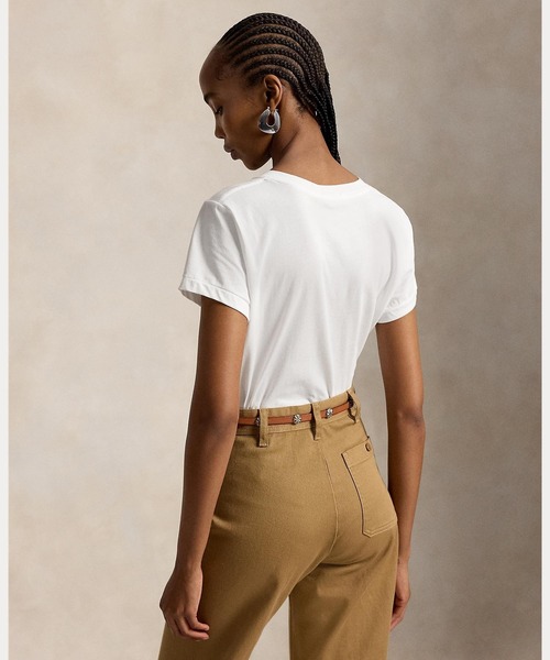 POLO RALPH LAUREN(ポロ ラルフ ローレン)の「コットン ジャージー Vネック Tシャツ(Tシャツ/カットソー・レディース・ホワイト・L/M/S/XL/XS)」の5枚目の写真