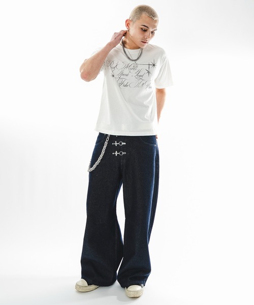 SHORT ROUND(ショートラウンド)の「SHORT ROUND/【26年春夏新作】ファイヤーマンバギーデニムパンツ(デニムパンツ・メンズ・インディゴブルー/ブラック系2・LARGE/MEDIUM)」の3枚目の写真