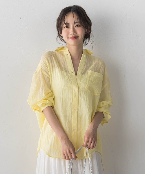 Droite lautreamont(ドロワットロートレアモン)の「ボイルシャンブレーシャツ(シャツ/ブラウス・レディース・ライトグレー/ブラウン/ピンク/イエロー・M)」の3枚目の写真