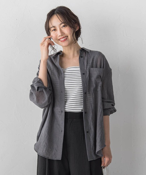 Droite lautreamont(ドロワットロートレアモン)の「ボイルシャンブレーシャツ(シャツ/ブラウス・レディース・ライトグレー/ブラウン/ピンク/イエロー・M)」の1枚目の写真