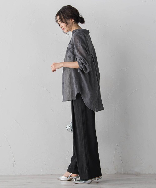 Droite lautreamont(ドロワットロートレアモン)の「ボイルシャンブレーシャツ(シャツ/ブラウス・レディース・ライトグレー/ブラウン/ピンク/イエロー・M)」の10枚目の写真
