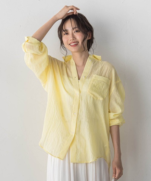 Droite lautreamont(ドロワットロートレアモン)の「ボイルシャンブレーシャツ(シャツ/ブラウス・レディース・ライトグレー/ブラウン/ピンク/イエロー・M)」の21枚目の写真