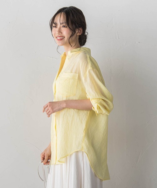 Droite lautreamont(ドロワットロートレアモン)の「ボイルシャンブレーシャツ(シャツ/ブラウス・レディース・ライトグレー/ブラウン/ピンク/イエロー・M)」の22枚目の写真