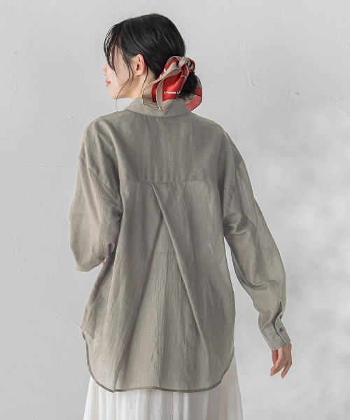 Droite lautreamont(ドロワットロートレアモン)の「ボイルシャンブレーシャツ(シャツ/ブラウス・レディース・ライトグレー/ブラウン/ピンク/イエロー・M)」の14枚目の写真