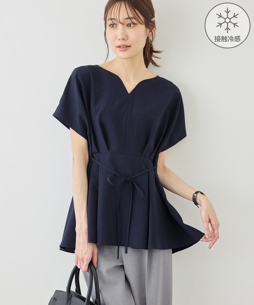 ROPE' PICNIC(ロペピクニック)の「ハートネックブラウス/接触冷感(シャツ/ブラウス・レディース・ネイビー/ベージュ/サックスブルー/ラベンダー・FREE)」の12枚目の写真