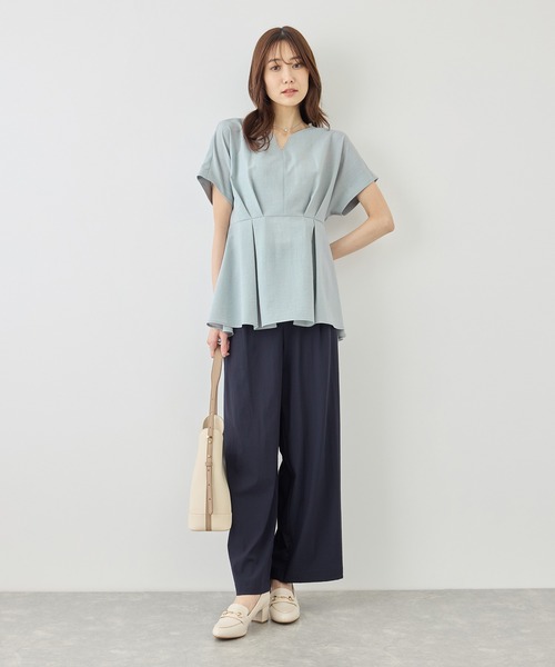ROPE' PICNIC(ロペピクニック)の「ハートネックブラウス/接触冷感(シャツ/ブラウス・レディース・ネイビー/ベージュ/サックスブルー/ラベンダー・FREE)」の15枚目の写真