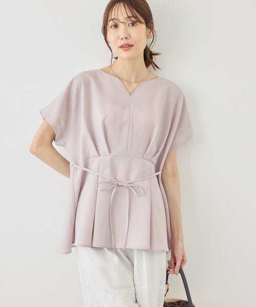 ROPE' PICNIC(ロペピクニック)の「【ベストヒット】ハート ネック ペプラムブラウス 接触冷感(シャツ/ブラウス・レディース・ネイビー/ベージュ/サックスブルー/ラベンダー/ダークブラウン・FREE)」の21枚目の写真