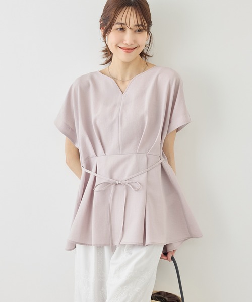 ROPE' PICNIC(ロペピクニック)の「【ベストヒット】ハート ネック ペプラムブラウス 接触冷感(シャツ/ブラウス・レディース・ネイビー/ベージュ/サックスブルー/ラベンダー/ダークブラウン・FREE)」の22枚目の写真