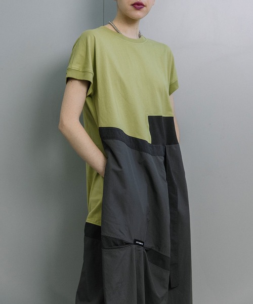 MARECHAL TERRE（マルシャルテル）の「アシンメトリーコンビネーションワンピース（ワンピース・レディース・マスタード/ネイビー/チャコールグレー/ブラック・MEDIUM）」の8枚目の写真
