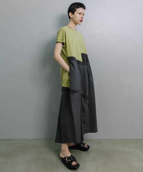 MARECHAL TERRE（マルシャルテル）の「アシンメトリーコンビネーションワンピース（ワンピース・レディース・マスタード/ネイビー/チャコールグレー/ブラック・MEDIUM）」の7枚目の写真
