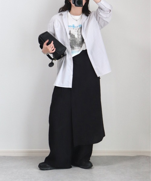 ZOZOMARKET by ゆずもも.(ゾゾマーケットバイユズモモ)の「【インフルエンサー ゆ ず も も .セレクト】ロング丈ボリュームスリーブビッグシャツ(シャツ/ブラウス・レディース・オフホワイト/ピンク・FREE)」の21枚目の写真