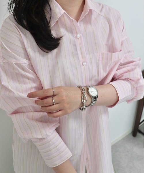 ZOZOMARKET by ゆずもも.(ゾゾマーケットバイユズモモ)の「【インフルエンサー ゆ ず も も .セレクト】ロング丈ボリュームスリーブビッグシャツ(シャツ/ブラウス・レディース・オフホワイト/ピンク・FREE)」の13枚目の写真