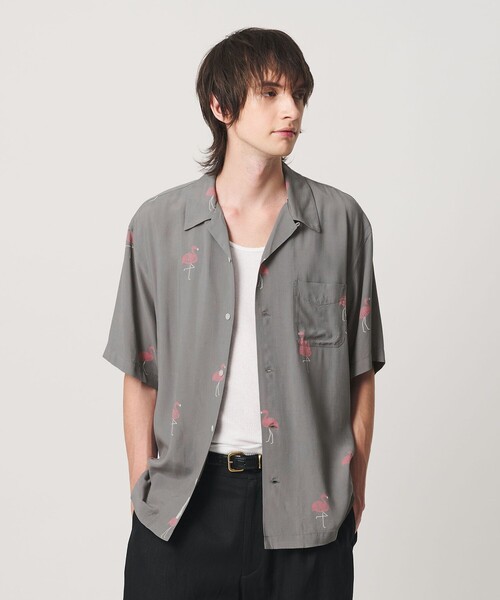 TOWN(タウン)の「<TOWN>FLAMINGO オープンカラー シャツ(シャツ/ブラウス・メンズ・グレー系/ブラック・M/XL/S/L)」の2枚目の写真