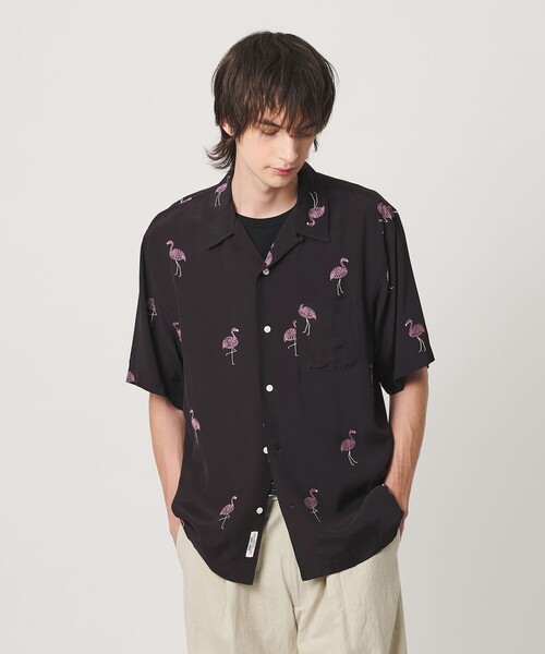 TOWN(タウン)の「<TOWN>FLAMINGO オープンカラー シャツ(シャツ/ブラウス・メンズ・グレー系/ブラック・M/XL/S/L)」の1枚目の写真